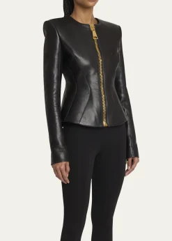 BalmainFitted Lambskin Leather Jacket