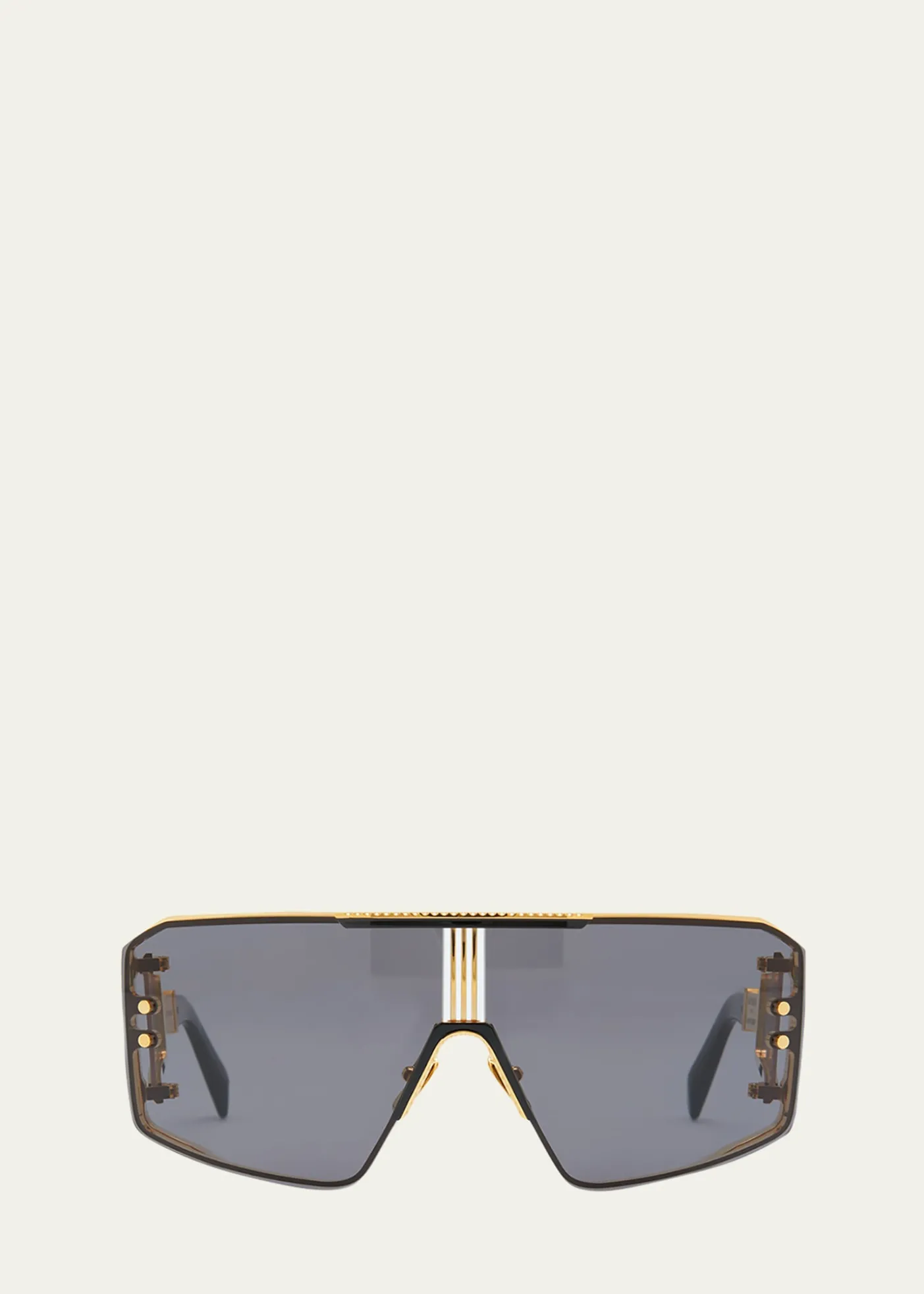 BalmainLe Masque Black Titanium & Acetate Shield Sunglasses