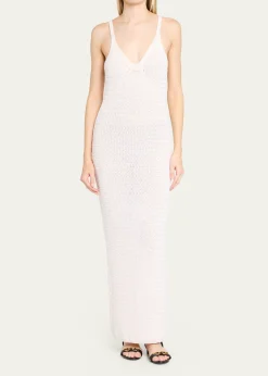 BalmainLong Sleeveless Crochet Dress