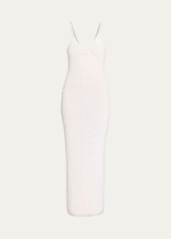 BalmainLong Sleeveless Crochet Dress