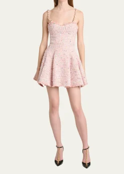 BalmainTweed Sleeveless Flared Mini Dress