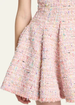 BalmainTweed Sleeveless Flared Mini Dress