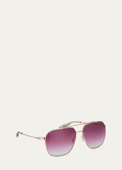 Barton PerreiraRizzo 60mm Aviator Titanium Sunglasses