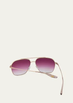 Barton PerreiraRizzo 60mm Aviator Titanium Sunglasses
