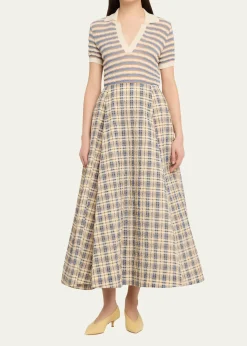 BERNADETTEKennedy Check Seersucker Midi Skirt