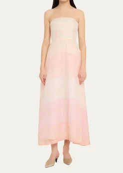 BERNADETTEOdette Strapless Threaded Silk Midi Dress