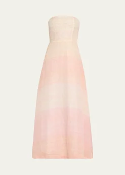BERNADETTEOdette Strapless Threaded Silk Midi Dress
