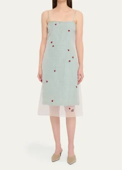BERNADETTERachel Ladybug Embellished Layered Midi Slip Dress