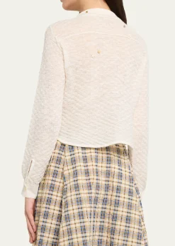 BERNADETTETurner Embellished Check Linen Button-Down Shirt
