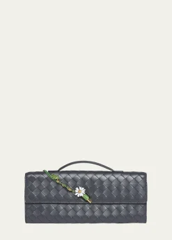 Bottega VenetaAndiamo Flower-Embellished Leather Clutch Bag