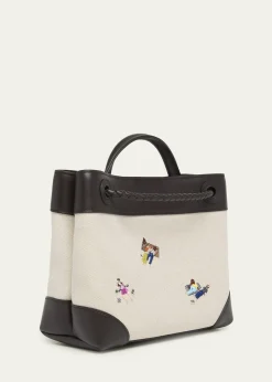 Bottega VenetaAndiamo Small Embroidered Canvas Top-Handle Bag