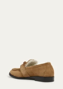 Bottega VenetaAstaire Suede Shearling-Lined Knot Loafers