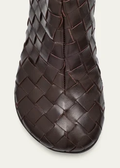 Bottega VenetaAtomic Woven Leather Cylinder-Heel Booties