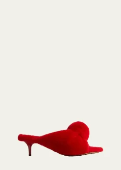 Bottega VenetaCarded Merino Wool Knotted Kitten-Heel Sandals