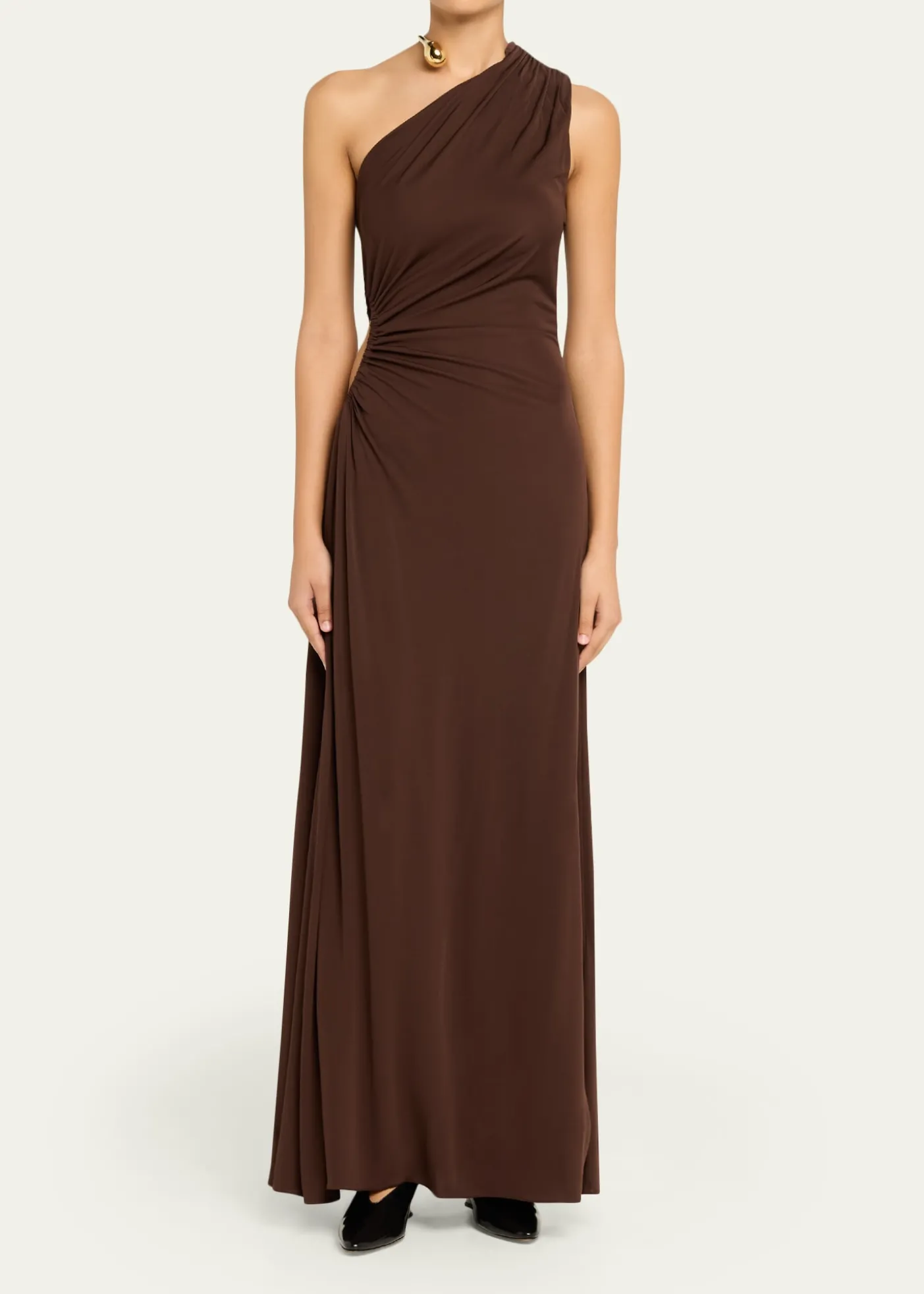 Bottega VenetaCrepe Viscose Jersey One-Shoulder Dress