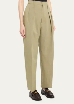 Bottega VenetaDouble-Pleated Wool Straight-Leg Trousers