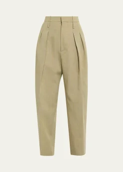 Bottega VenetaDouble-Pleated Wool Straight-Leg Trousers