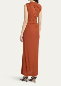 Bottega VenetaDrop Detail Gathered Matte Crepe Jersey Maxi Dress
