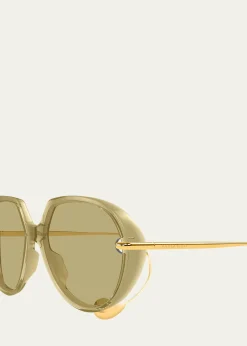 Bottega VenetaDrop 60mm Recycled Acetate Round Sunglasses