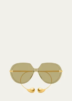 Bottega VenetaDrop 60mm Recycled Acetate Round Sunglasses
