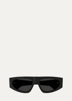 Bottega VenetaEngraved Logo Acetate Rectangle Sunglasses