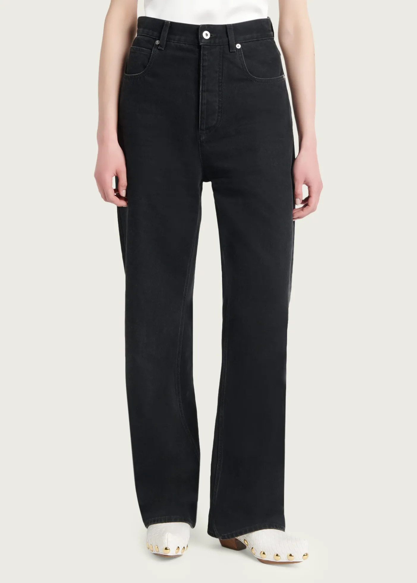 Bottega VenetaFaded Black Denim Wide-Leg Jeans