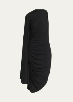 Bottega VenetaFrog Draped Matte Viscose Jersey Cape Dress