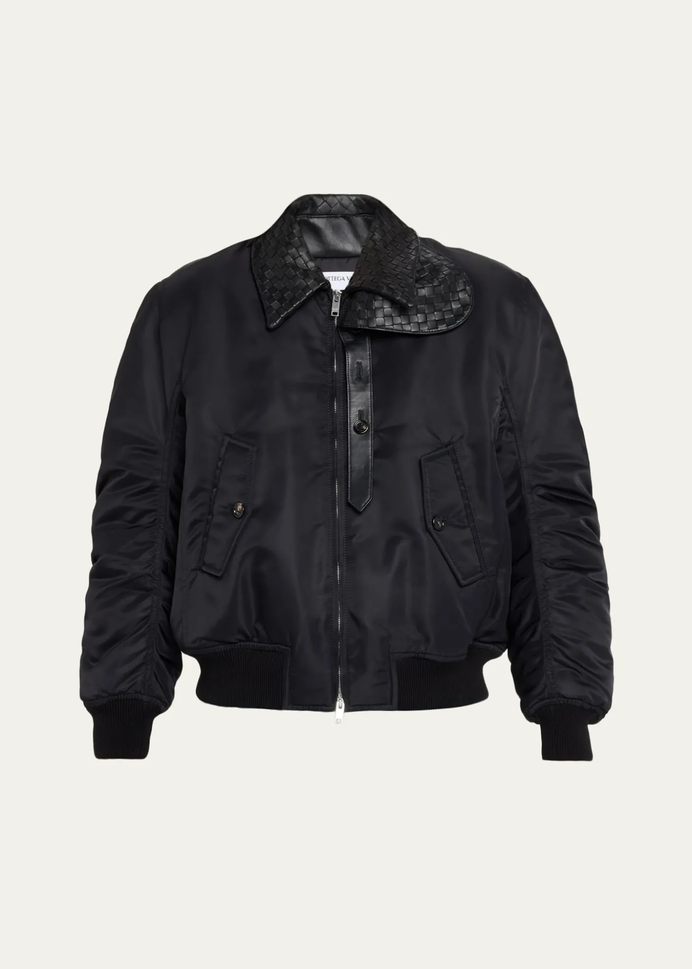 Bottega VenetaIntrecciato Collar Blouson Bomber Jacket