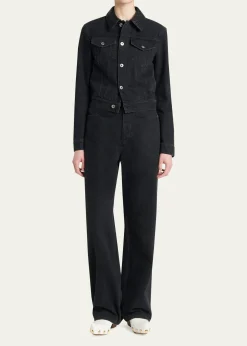 Bottega VenetaIntrecciato-Collar Faded Black Denim Jacket