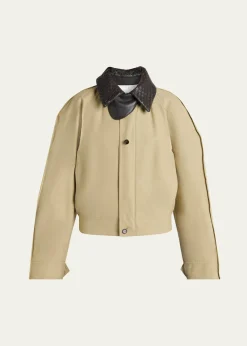 Bottega VenetaIntrecciato Collar Cotton Blouson Jacket