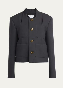 Bottega VenetaKnot-Button Light Structured Cotton Jacket