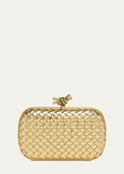 Bottega VenetaKnot Padded Metallic Leather Clutch Bag