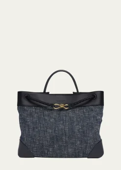 Bottega VenetaLarge Andiamo Denim Boucle Crossbody Bag