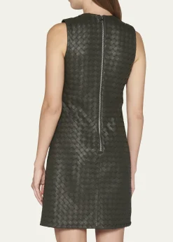 Bottega VenetaLeather Intrecciato Weave Mini Dress