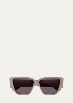 Bottega VenetaLogo Pink Acetate Butterfly Sunglasses