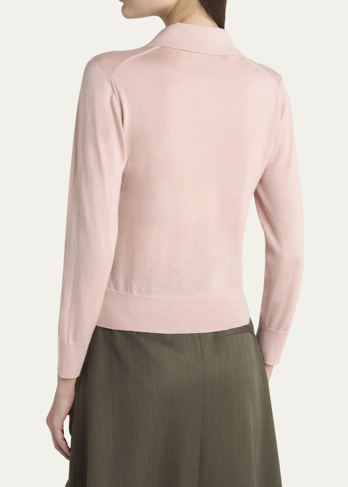 Bottega VenetaLong-Sleeve Fine Cashmere Polo Sweater