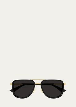 Bottega Veneta56mm Acetate & Metal Aviator Sunglasses