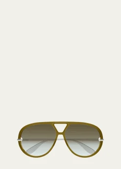 Bottega Veneta63mm Acetate & metal Aviator Sunglasses