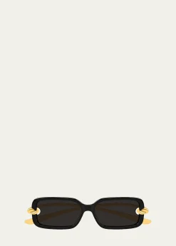 Bottega Veneta56mm Acetate & Metal Rectangular Sunglasses