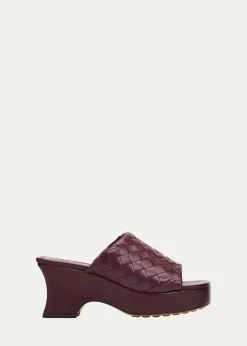 Bottega Veneta70mm Rosita Intrecciato Leather Wedge Mules