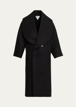 Bottega VenetaOversized Collar Double-Breasted Wool-Blend Coat