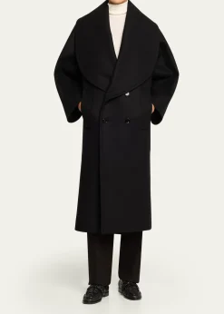 Bottega VenetaOversized Collar Double-Breasted Wool-Blend Coat