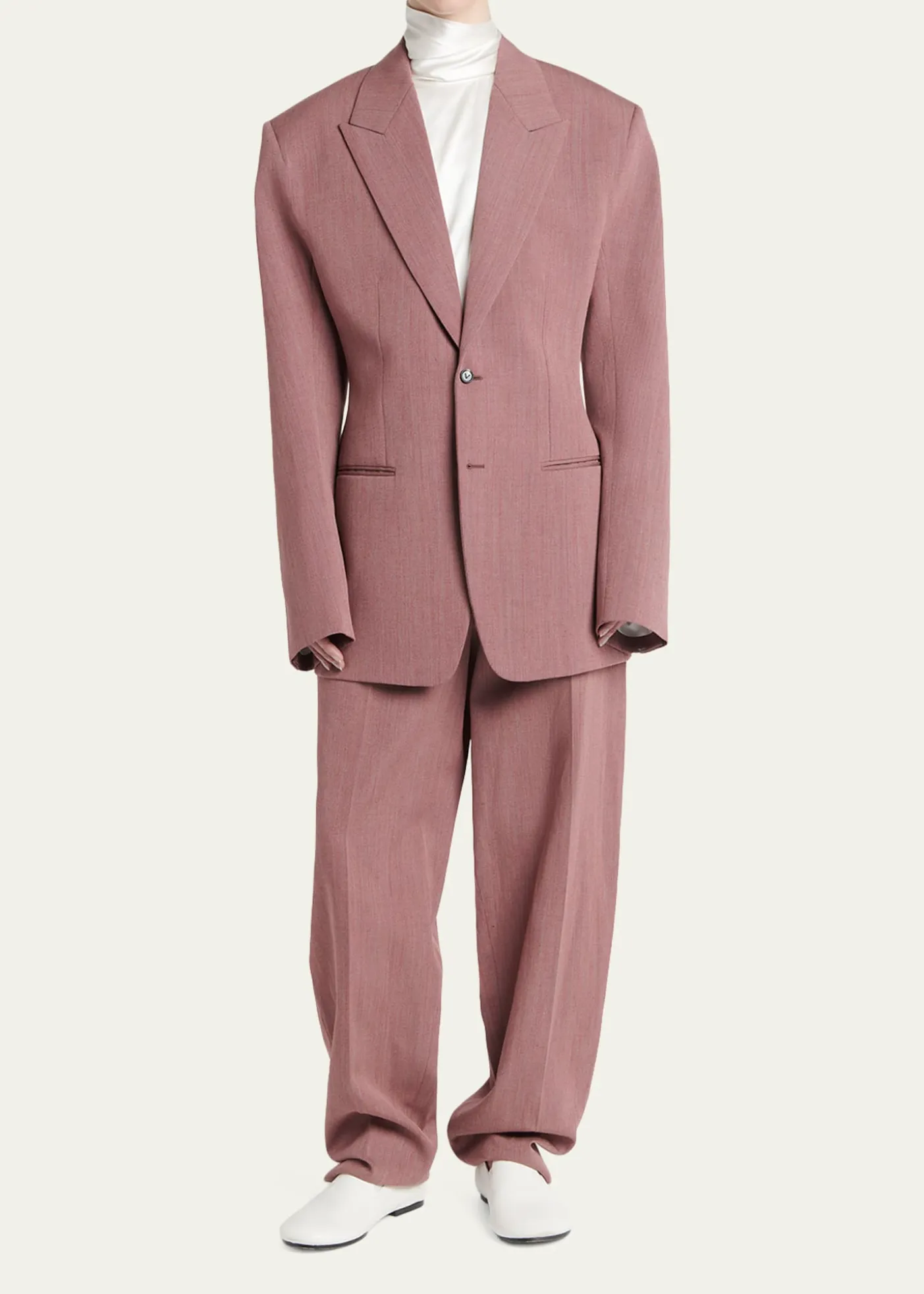Bottega VenetaOversized Wool-Linen Single-Breasted Jacket