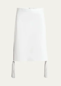 Bottega VenetaShiny Leather Skirt with Tassels
