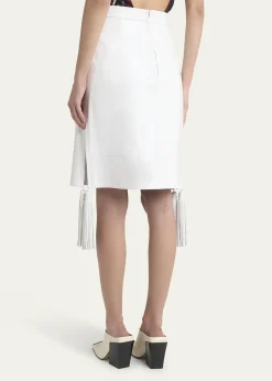 Bottega VenetaShiny Leather Skirt with Tassels