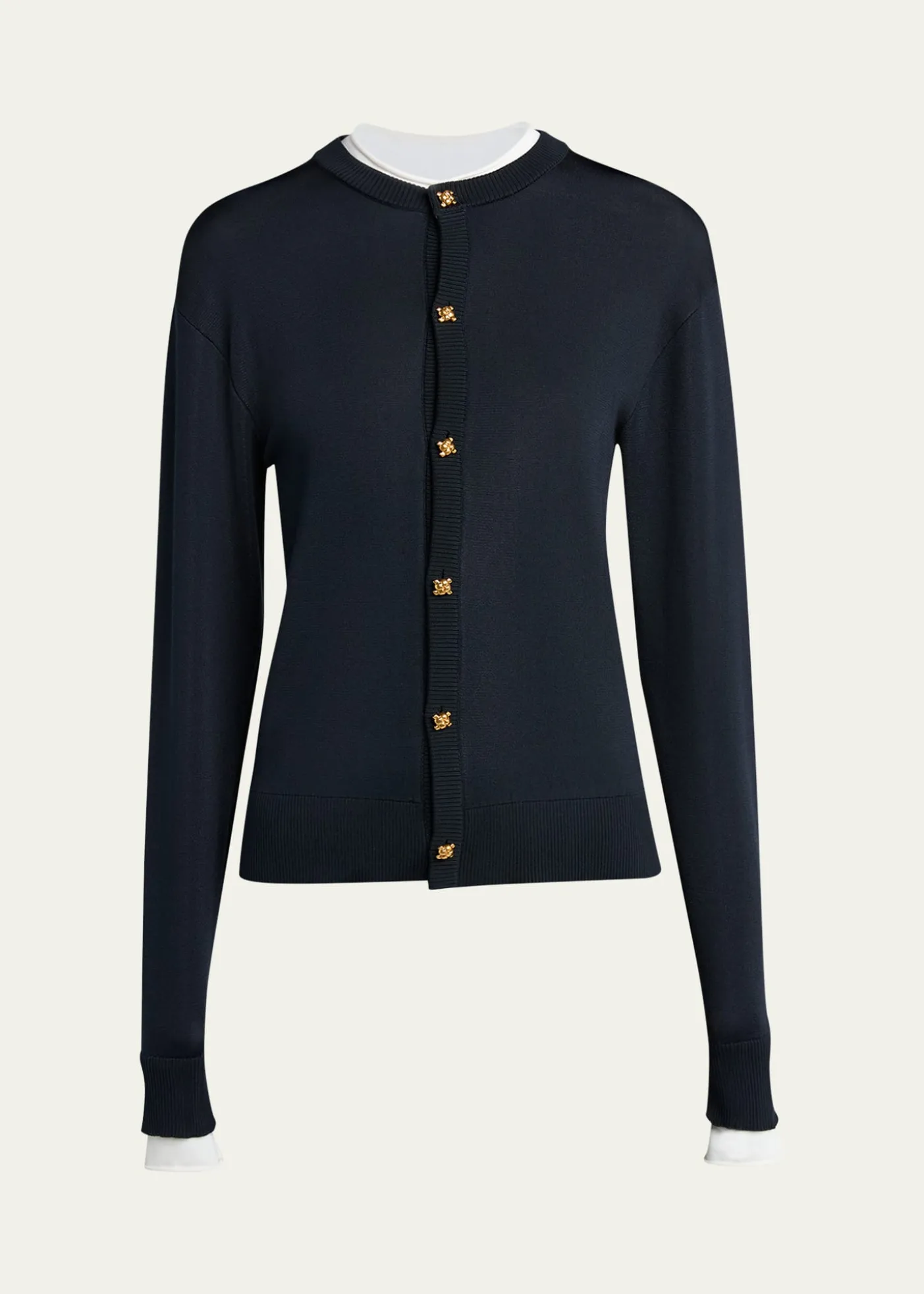 Bottega VenetaSilk Double Knit Crewneck Cardigan
