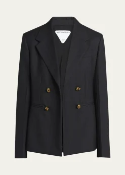 Bottega VenetaSubtle Stripe Knot Button Wool Jacket