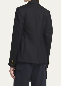 Bottega VenetaSubtle Stripe Knot Button Wool Jacket