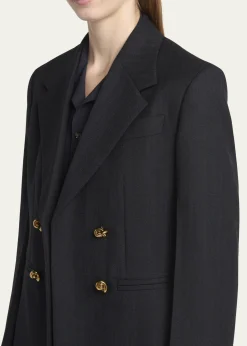 Bottega VenetaSubtle Stripe Knot Button Wool Jacket