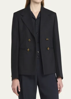 Bottega VenetaSubtle Stripe Knot Button Wool Jacket